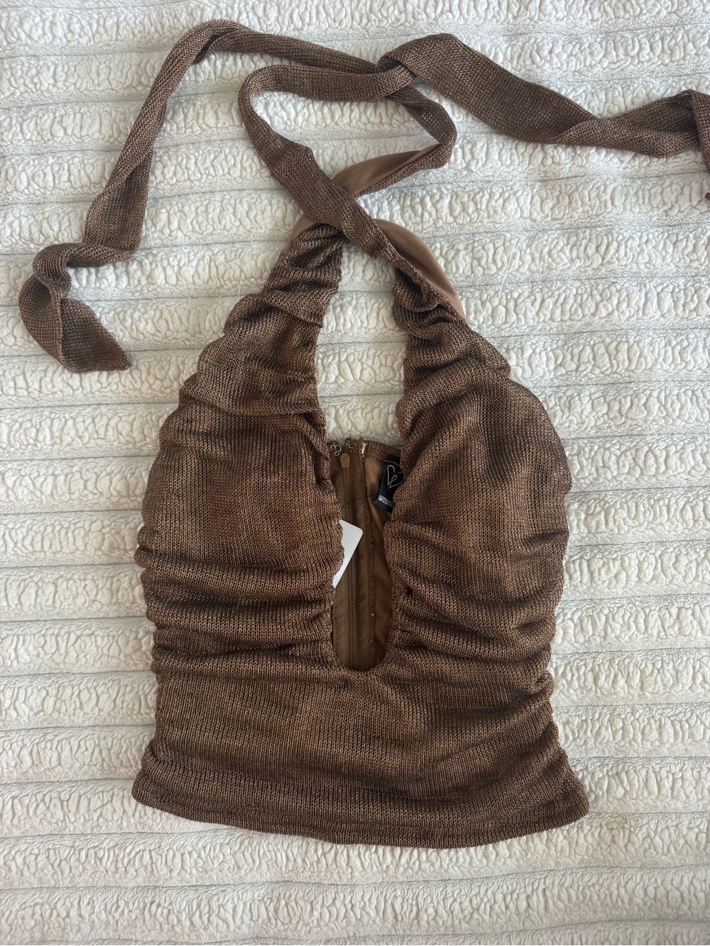 Windsor Metallic Brown Knit Halter Top